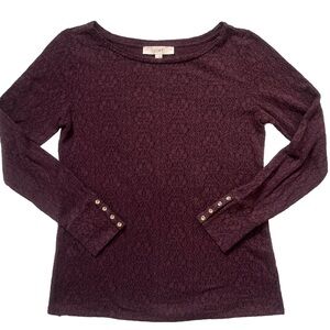 EUC Ann Taylor LOFT Floral Burgundy Long Sleeve M